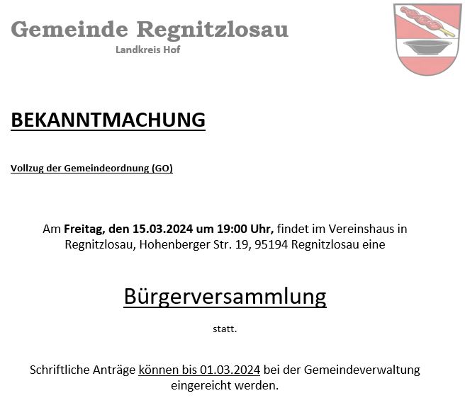 Bürgerinformationsveranstaltung 15.03.2024