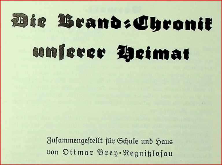Brandchronik Regnitzlosau von Ottmar Brey